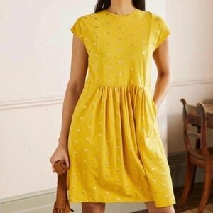 Boden Jersey Dress - Mustard and Gold Foil